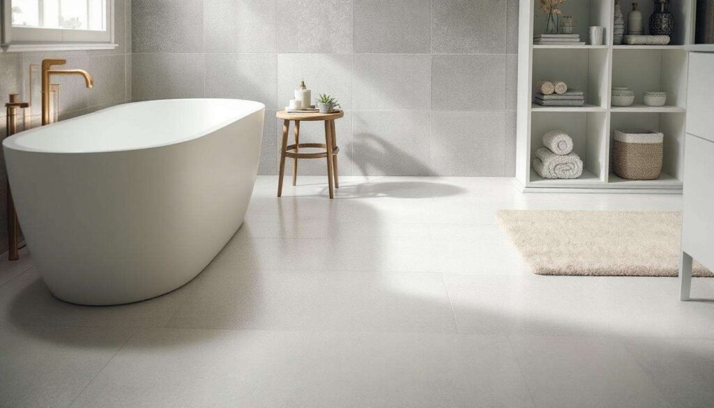 Zelfklevende tegels over oude vloer: een nieuwe badkamer in een weekend zonder hakwerk