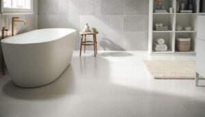 Zelfklevende tegels over oude vloer: een nieuwe badkamer in een weekend zonder hakwerk