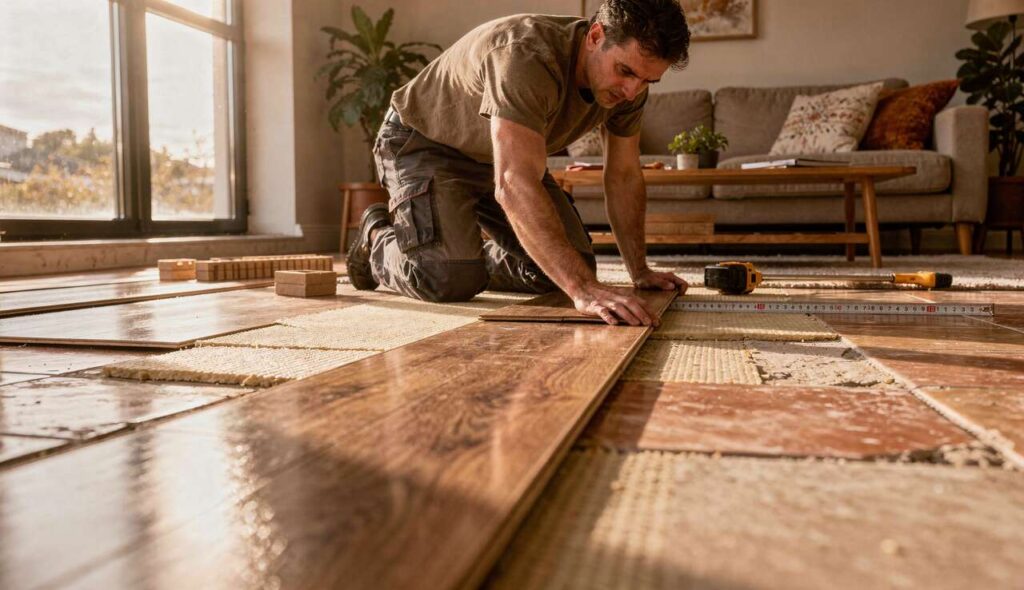 Laminaat over oude tegels leggen: de truc met ondervloer die geluid en kou tegengaat