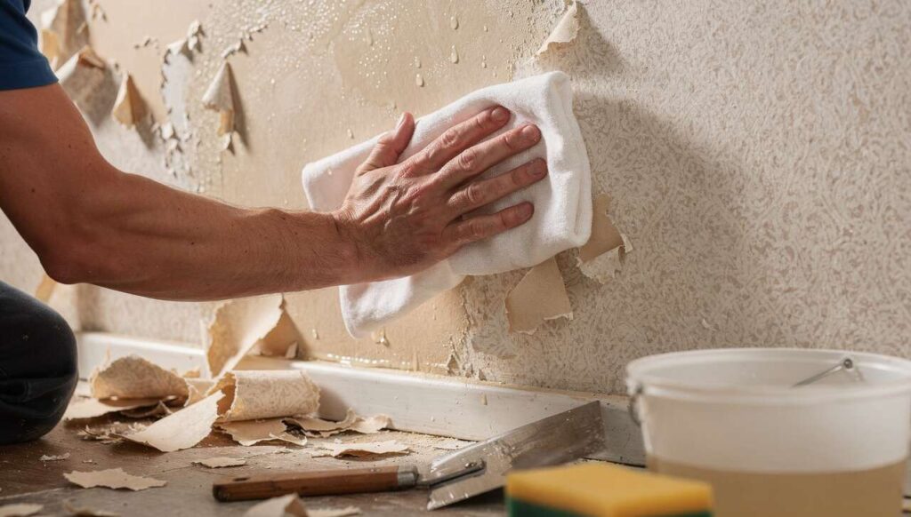 Behang verwijderen zonder stomer: de methode met warm water die schilders zelf gebruiken